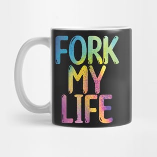 Fork My Life Leather Rainbow Punny Statement Graphic Mug